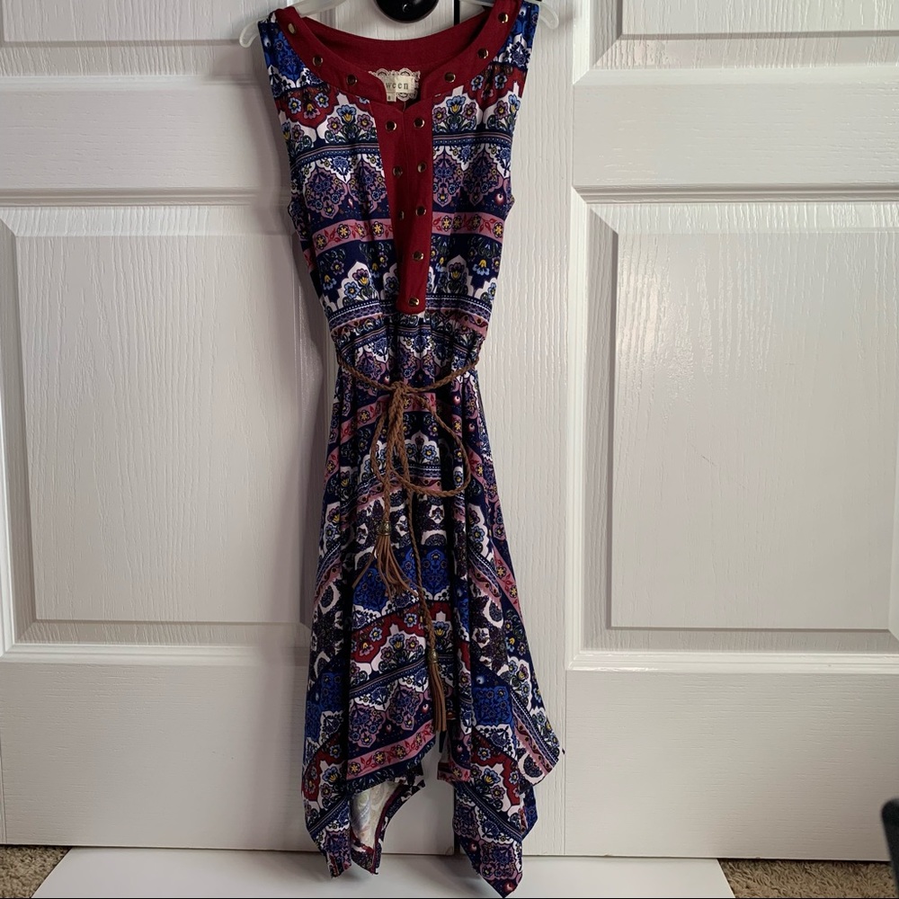 Red & Navy designed dress